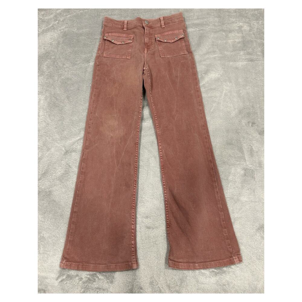 Zara Jeans Girls Sz 11-12 Pink Mauve Heart Embellishments Wide Leg